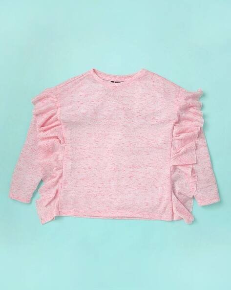 Wotnot by AZORTE Heathered Knitted Top with Ruffle Detailing