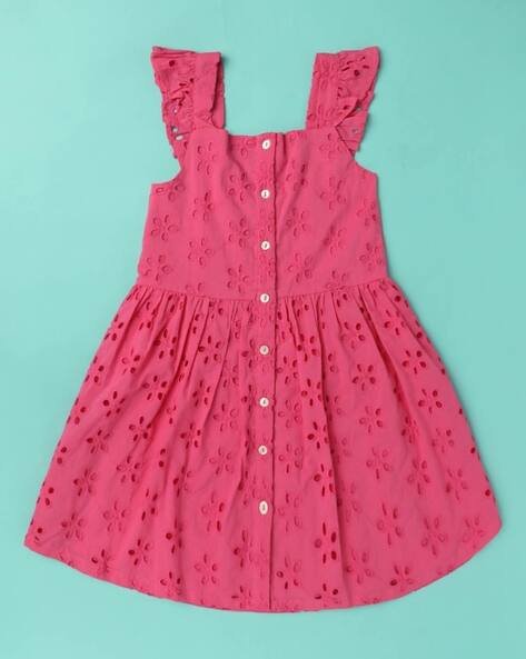 Wotnot by AZORTE Schiffli Cotton A-Line Dress