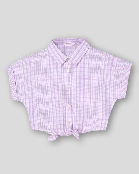 Wotnot by AZORTE Girls Checked Regular Fit Shirt with Patch Pocket