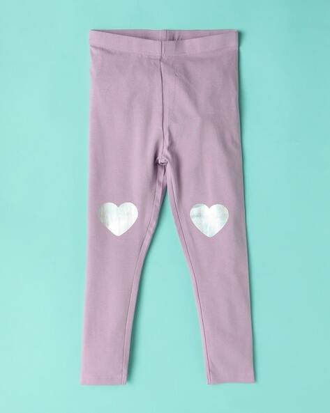 Wotnot by AZORTE Girls Heart Print Leggings with Elasticated Waist