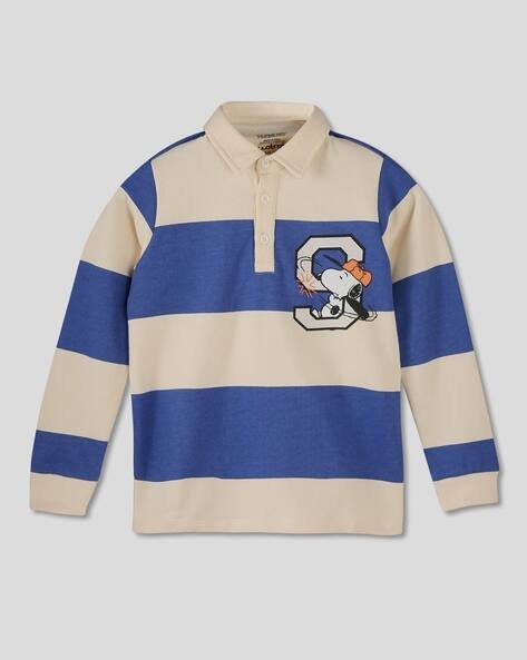 Wotnot by AZORTE Striped Cotton Polo T-Shirt