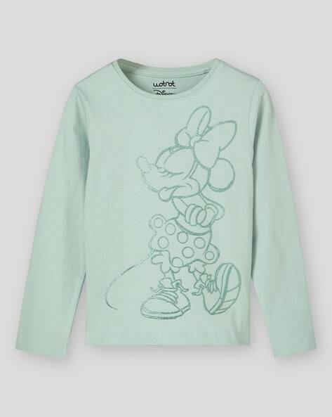 Wotnot by AZORTE Girls Mickey Mouse Print Round-Neck Relaxed Fit T-Shirt