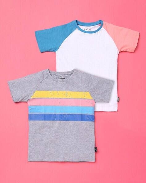 Wotnot by AZORTE Pack of 2 Printed Round-Neck T-shirts