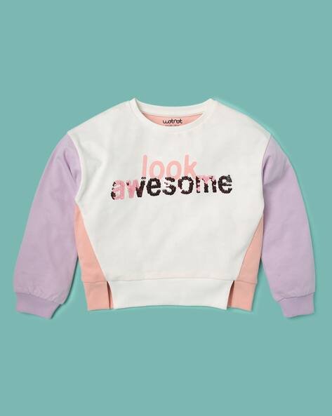 Wotnot by AZORTE Typographic Print Round-Neck Sweatshirt