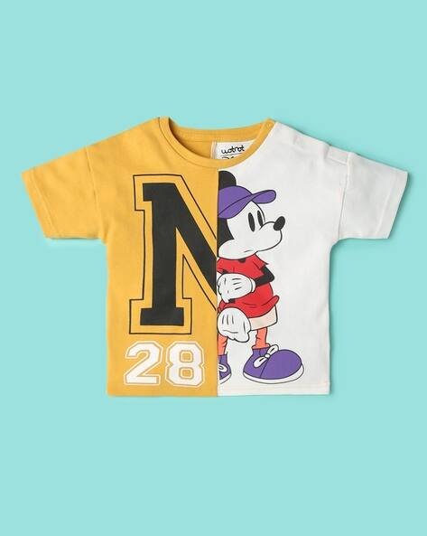 Wotnot by AZORTE Micky Mouse Print Crew-Neck T-Shirt