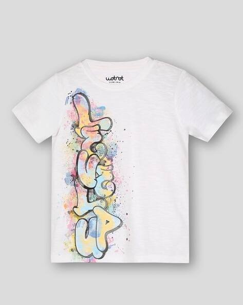 Wotnot by AZORTE Boys Graphic Print Relaxed Fit Crew-Neck T-Shirt