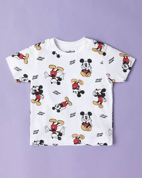 Wotnot by AZORTE Boys Mickey Mouse Print Round-Neck T-Shirt