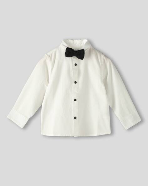 Wotnot by AZORTE Dobby Party Wear Full Sleeve Shirt with Bow
