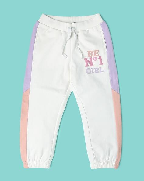Wotnot by AZORTE Girls Colourblock Regular Fit Joggers