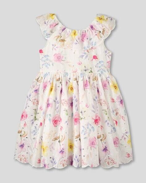 Wotnot by AZORTE Girls Floral Print Fit & Flare Dress