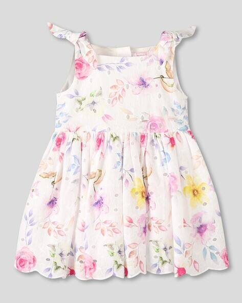 Wotnot by AZORTE Girls Schiffli Embroidered Fit & Flare Dress