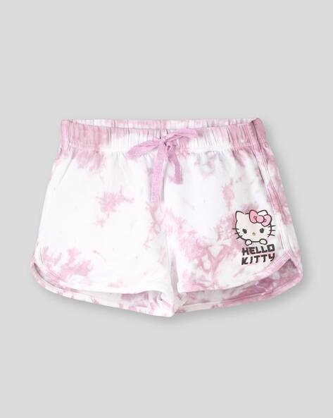 Wotnot by AZORTE Hello Kitty Print Tie & Dye Regular Fit Shorts