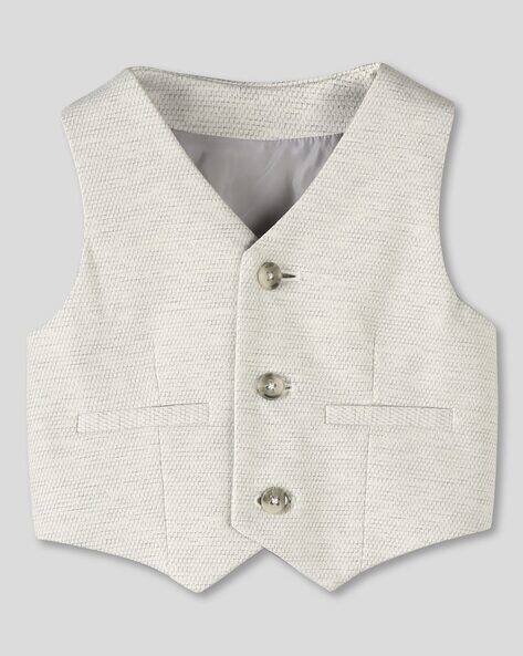 Wotnot by AZORTE Patterned Waistcoat with Welt Pockets