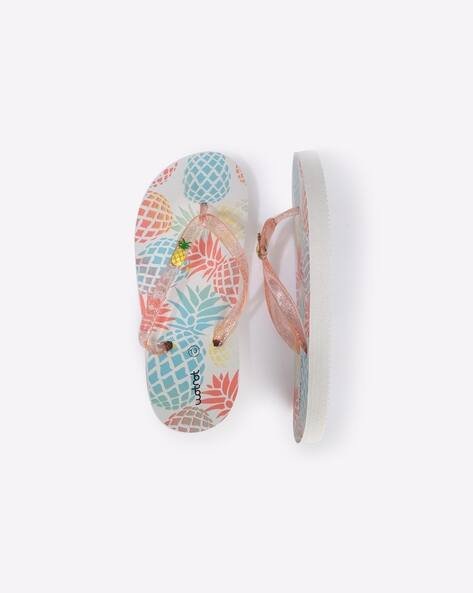 Wotnot by AZORTE Printed Thong-Strap Flip-Flops