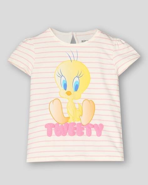 Wotnot by AZORTE Tweety Glitter Printed T-Shirt