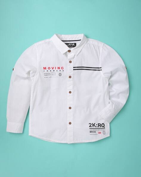 Wotnot by AZORTE Typographic Print Cotton Shirt
