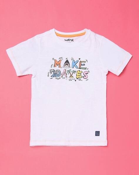 Wotnot by AZORTE Typographic Print Round-Neck T-shirt