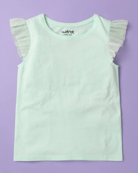 Wotnot Round-Neck T-Shirt with Ruffled Sleeves