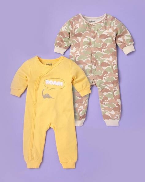 Wotnot Pack of 2 Round-Neck Cotton Rompers