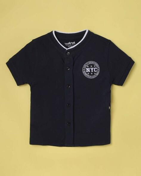 Wotnot Mandarin-Collar Shirt with Embroidery