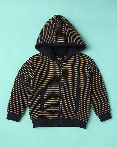 Wotnot Striped Zip-Front Hooded Sweatshirt