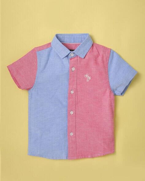 Wotnot Colourblock Shirt with Spread Collar