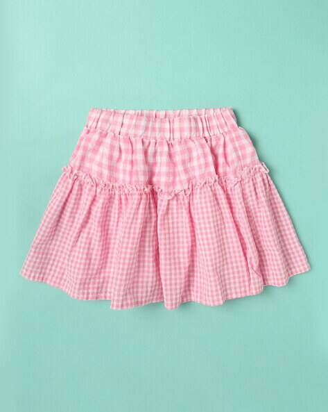 Wotnot Checked A-Line Tiered Skirt