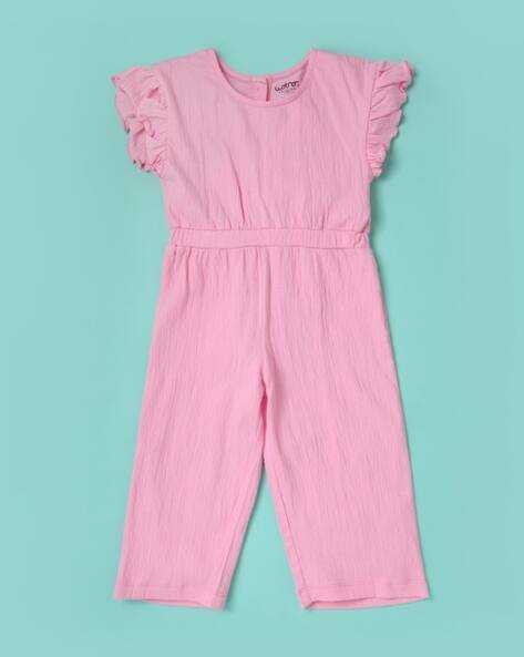 Wotnot Round-Neck Jumpsuit with Ruffle Sleeves