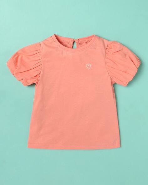 Wotnot Round-Neck T-Shirt with Puff Sleeves