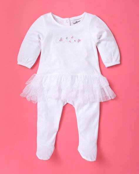 Wotnot Typographic Print Cotton Rompers