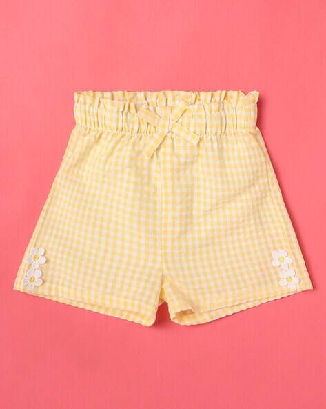 Wotnot Ghingham Shorts with Floral Applique