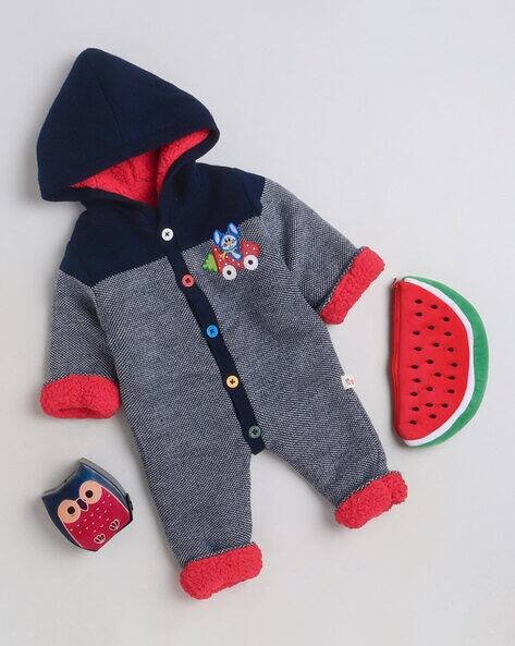 Yellow Apple Infants Embroidered Wool Rompers