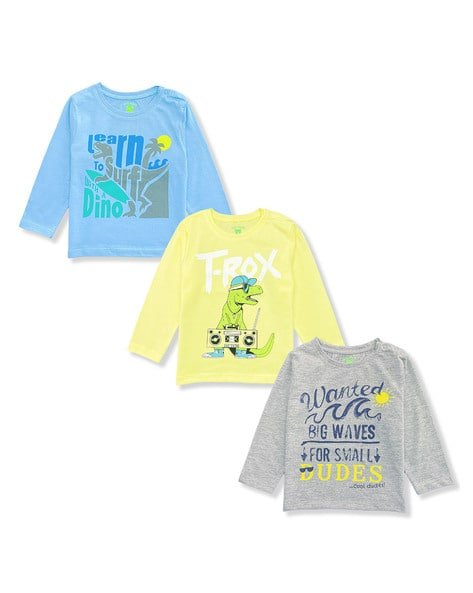 YUV Pack of 3 Graphic Print Round-Neck T-Shirt