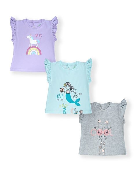 YUV Pack of 3 Graphic Print Round-Neck T-Shirts