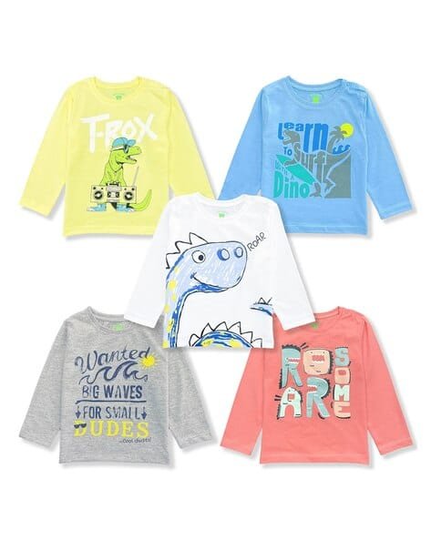 YUV Pack of 5 Printed Crew-Neck T-Shirts