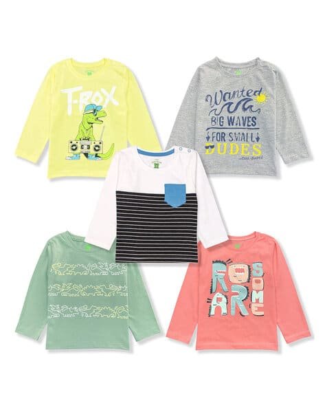 YUV Pack of 5 Graphic Print Round-Neck T-Shirt