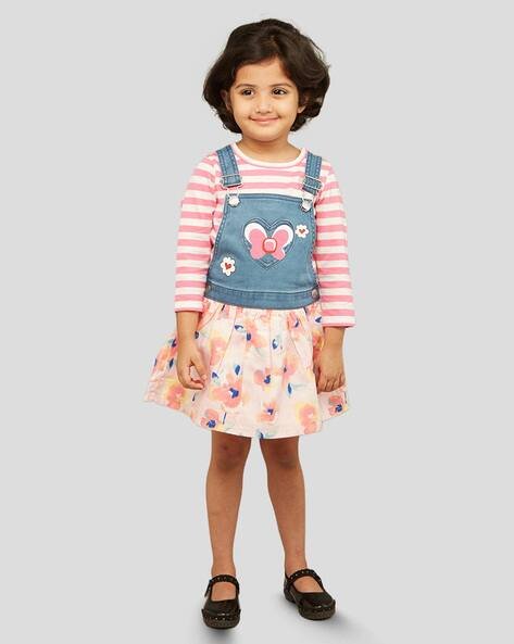 ZALIO Embroidered Dungaree Dress with T-Shirt
