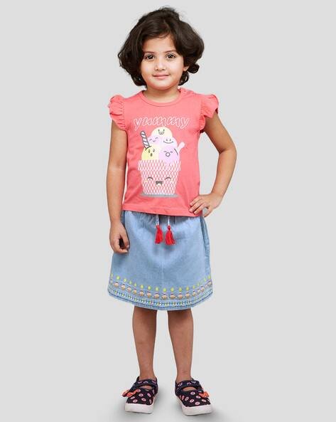 ZALIO Typographic Print T-Shirt with Skirt