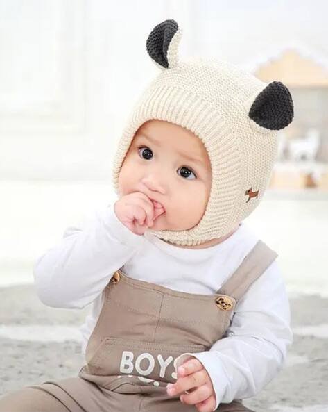 Ziory Infant Woollen Cap with Tie-Knot