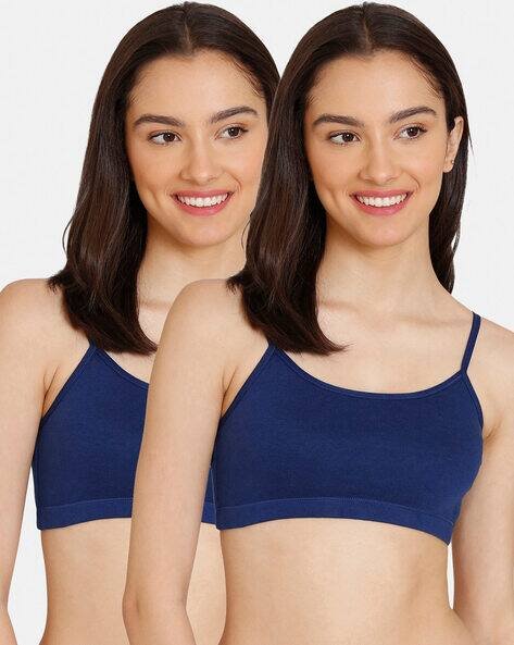 Zivame Girls Double Layered Non-Wired Non-Padded Full Coverage Slip-on Beginner Bra (Pack of 2)