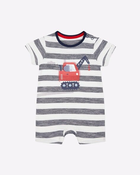 mothercare striped romper with snap button closure