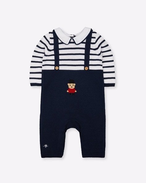 mothercare striped rompers with peter pan collar