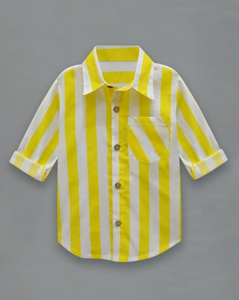 A.T.U.N All Things Uber Nice Boys Striped Regular Fit Shirt with Patch Pocket