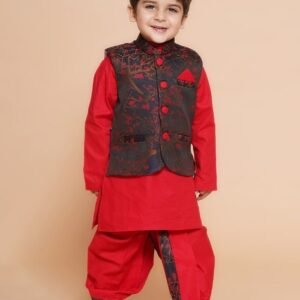 AJ DEZINES Boys Floral Woven Kurta Dhoti Set
