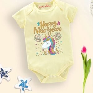 BABYWISH - Typographic Round Neck Rompers