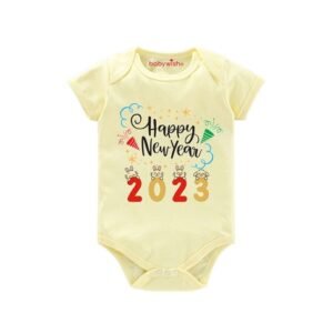 BABYWISH - Typographic Round Neck Rompers