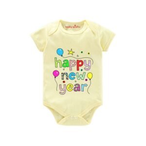 BABYWISH - Typographic Round Neck Rompers