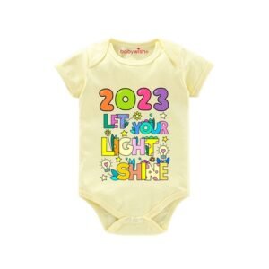 BABYWISH - Typographic Round Neck Rompers
