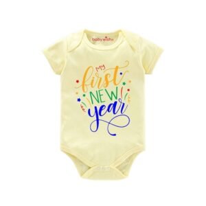 BABYWISH - Typographic Round Neck Rompers