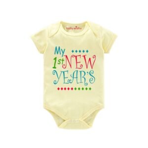 BABYWISH - Typographic Round Neck Rompers